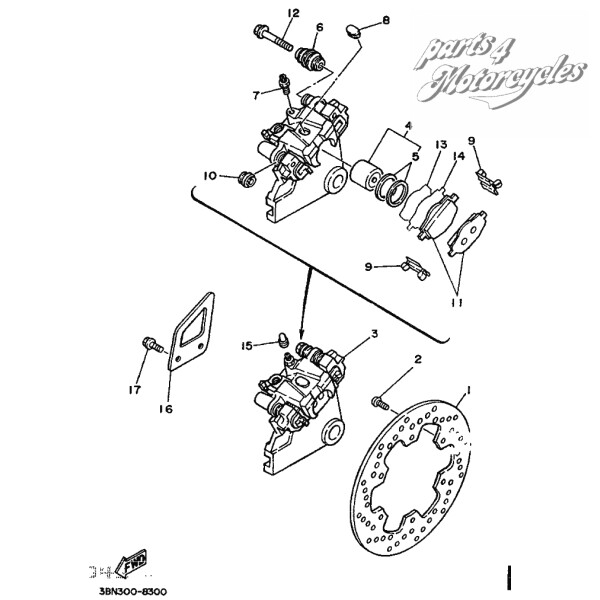 Nr3 Bremssattel hinten DT 125 R komplett
