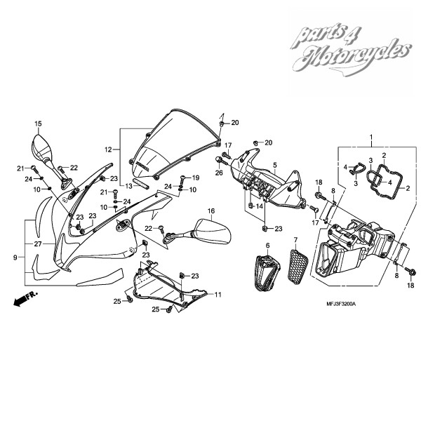 CBR600RR Nr 27 COWL, UPPER *NHB01*