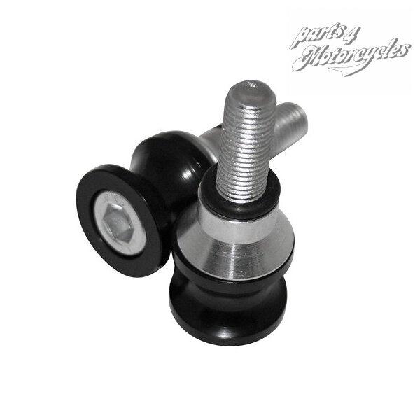 Bobbins, Alu, schwarz, M10 x 1.25 mm, Paar