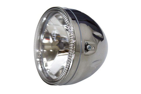 5 3/4 Zoll Hauptscheinwerfer SKYLINE mit LED Standlichtring, verchromtes Metallgehäuse, H4, 12V 60/55 W, seitliche Befestigung, E-gepr.